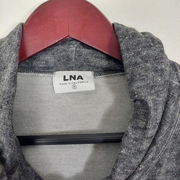 LNA Women's Heather Gray Oversized Hoodie Raw Hem Size M Athleisure Stretch EUC - Picture 5 of 7